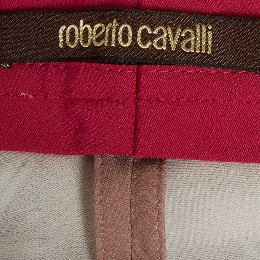 Roberto Cavalli Pink Floral Print Crepe Trousers M - Picture 5 of 7